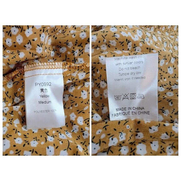 2 Boho Dress Women Medium Multicolor Ditsy Floral Print Smocked Ruffled Coquette - Picture 14 of 15